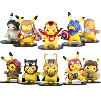 10cm Pokemon Pikachu cosplay Spiderman, Iron Man, Thor, Captain America, Hulk Model Tegnefilm Film Toy Børn Julegave