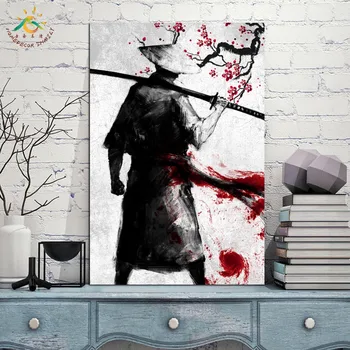 Wall Art Moderne Billede, Print og Plakater, Lærred Maleri Frame Væg Kunst Billeder til stuen Japanese Cool Samurai