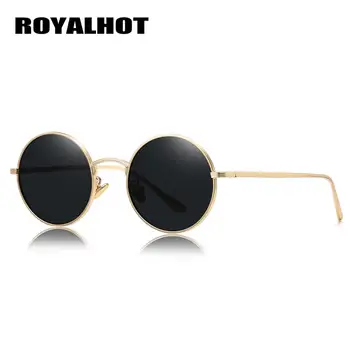 RoyalHot Vintage Runde Polariserede Solbriller Mænd Brand Designer Mode solbriller til Kvinder Stel af Metal Harpiks Linse Brille UV400