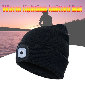 2019 LED Beanie Hue USB-Genopladelige Strik Hat med Lys til Udendørs Fiskeri, Vandring N66