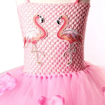 Piger Flamingo Prinsesse Kjole Pink Blomst Tyl Tøj Kids Fødselsdag Kjoler 2018 Mærke Animalsk Kostume Flamingo Vestidos