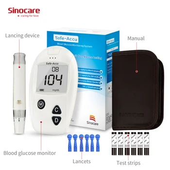 SINOCARE blodsukkerapparat Sikker Accu with10 gratis separat Test Strips og Lancetter til Diabetikere, seniorer,overvåge blod glucose