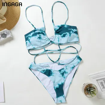 INGAGA Sexet Bikini Badetøj Off Skulder Badetøj Kvinder på Tværs af Forbinding Biquini Badetøj String Bue badetøj 2021 Ny