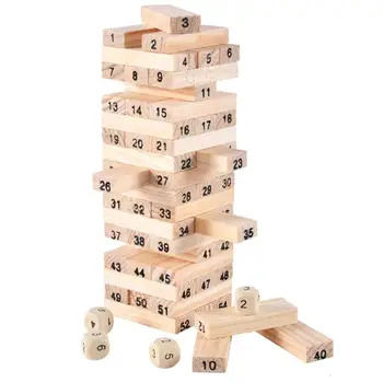 54Pcs Træ-byggesten Toy Balance Domino Stabler Spil Hårdttræ Tower Montessori Pædagogiske Spil for Børn Gaver