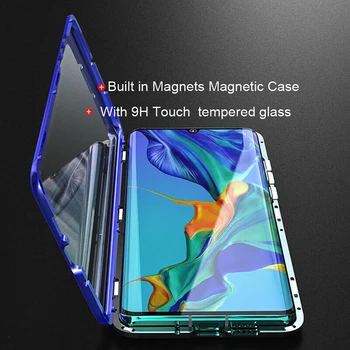 Dobbelt sidet glas Magnetiske sagen for Huawei Nova 7 SE Pro 6 6SE Ære V30 Pro 8S Alumium metal 360 graders Fuld Dækning Sag