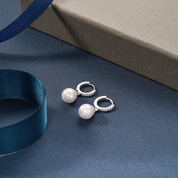 LEKANI 925 Sterling Sølv Perle Øreringe Til Kvinder Trendy Cubic Zircon Drop Øreringe Fine Smykker-Årsdagen For Kæreste