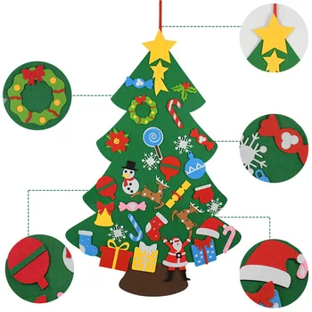 Børn DIY Følte Christmas Tree Dekoration til Hjemmet Udsmykning Nye År 2021 Gaver, Pynt Santa Claus Xmas Tree
