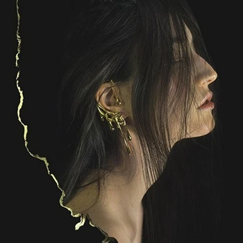 HUANZHI 2020 Nye Gyldne Metal Drop Voks Uregelmæssige Lava Metal Ear Cuff Øreringe Uden Piercing Punk for Kvinder Smykker Gaver