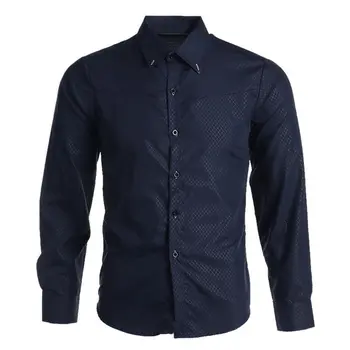 Mænd Casual Skjorter 2020 foråret Nye Mode Solid Farve Mand Ærmer Bomuld Slim Fit Afslappet Business-Knappen Shirt, Toppe passer