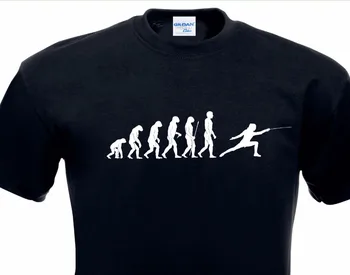 Mænd T-Shirt, Bomuld, O-Neck Evolution T-Shirt Fechten Hobby Kampen Hegn Duell Degen Mærke Tøj Streetwear