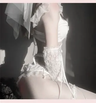 Qunque Sexede Kvinder Brud Cosplay Uniform Brude undertøj Stuepige Lace Søde Bikini anime Pige Kostumer Brudekjole Lolita Bh Trusse