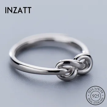 INZATT Ægte 925 Sterling Sølv Geometriske Knude Åbning Ring For Kvinder Parti Vintage Fine Smykker Minimalistisk Tilbehør 2019