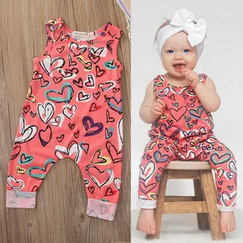 0 til 24 Måneder Spædbarn Nyfødte Barn Baby Pige Tøj Vest Sparkedragt uden Ærmer Print Lang Buksedragt Sunsuit Tøj Tøj