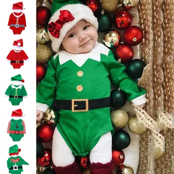 2020 cosplay Santa Claus Jul passer til Nyfødte Spædbarn Baby Drenge Piger Jul XMAS Hat Cap Romper Playsuit Udstyr unikke Y4