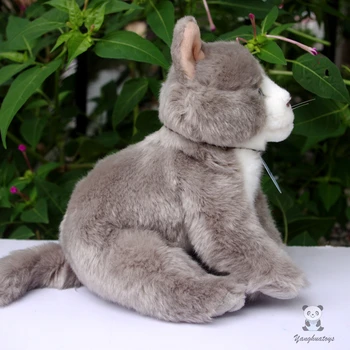 Simulering plys legetøj katte udstoppede dyr dukke kids Legetøj, Gaver, god kvalitet grå kat