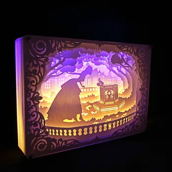 3D-papir-cut papir lampe papir udskæring art dekoration lampe USB-strøm, stue, soveværelse dekoration nat lys