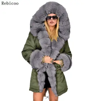 Camouflage uniformer kunstig pels krave hætte kvinders Parker coat varm pels frakke efteråret og vinteren bomuld hær pels