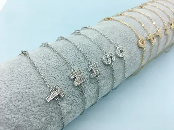 Mode Crystal Brev armbånd & Armbånd Til Kvinder Navn Armbånd Pulseras Mujer Smykker Gave CZ Zircon Kobber Armbånd