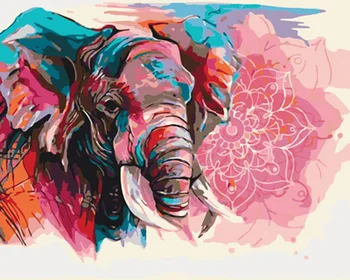 Rammeløse maleri af numre maling af numre til indretning operationel pbn til stuen 4050 elefant