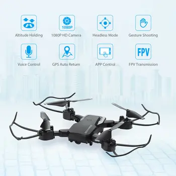 Mini Drone 4K 1080P HD-Drone med Kamera Sammenklappelig WIFI FPV Selfie Quadcopter RC Antenne Drone Fotografering Helikopter