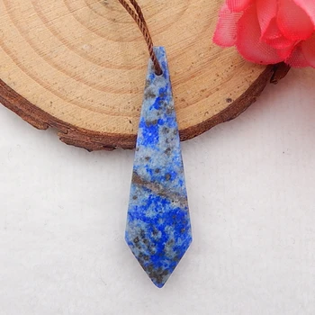 Semi-Ædle Sten Smykker,Fødselsdag, Gave.Naturlige Lapis Lazuli Mode Halskæde Perle 44x13x5mm，4g