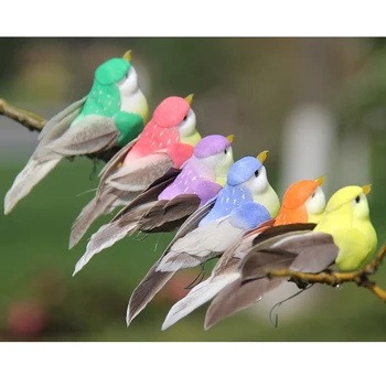 Pakke med 12 Kunstige Fjer, Fugle Have Statuerne til Bonsai Bøjle Græsplæne Dekoration