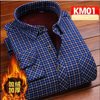 Vinteren langærmet Skjorte for Mænd Varm Plaid Plaid Shirt Afslappet skjorte med Lange ærmer Mærke mænds shirt