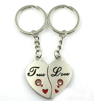 5Pairs/masse Par Nøglering Kærlighed Hjerte nøglering Elskere Elsker nøglering Indgraveret Souvenir-Valentine ' s Day gave Engros