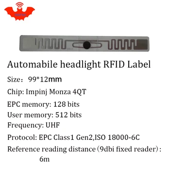 RFID-tag UHF mærkat køretøj forlygte EPC6C 915mhz868m 860-960M M4QT 50stk gratis fragt Rive et bevis adhensive passive RFID-etiket