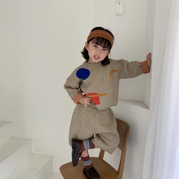 Børn Kulør Nye koreanske Sweater Sæt til Drenge og Piger i Efteråret 2020 børnenes Tegnefilm To-Piece Suit