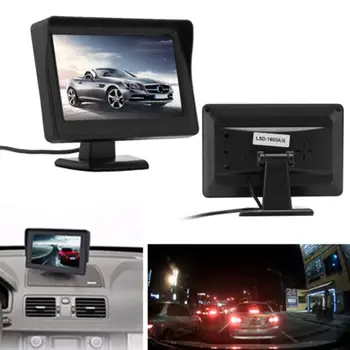 4.3 tommer 12V Bil førerspejlets Kamera overvåge Backup Omvendt Kamera Kit Night Vision at Vende Parkering Rear View System