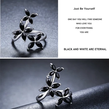 2020 Nye bijoux Trendy 925 Sterling Sølv Fine Smykker, Sort Spinel Engagement Ring for Kvinder Anillos Mujer G069