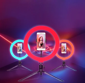 Polske lager 10tommer RGB LED Lys Ring Stå med Kamera Selfie Lys Ring til iPhone Stativ telefonholder, stock Video