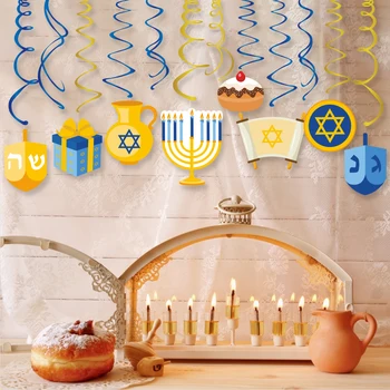 Hanukkah Part Favoriserer PVC-Spiral Hængende Hvirvler Party Dekorationer Papir-Kort, Chanukah festartikler