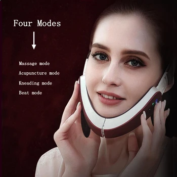 1stk Mikro-aktuelle Facial Massageapparat Smart Dovne Slankende Ansigt Enhed Tyndt Ansigt Corrector Masticator Rød Og Blå Skønhed Apparater