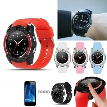 Farverige V8 Smart Wireless Ur Vandtæt Sport Smartwatch Touch Skærm med Kamera SIM-Kort Slot Vandtæt Smart Ur