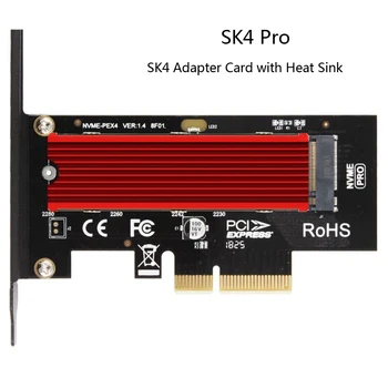 JEYI SK4 Pro M. 2 SSD TIL PCIE X4-Adapter M-Tasten Interface-Kort PCI Express 3.0 x4 med varmeveksler til NVMe 2230-2280 m.2 FULD HASTIGHED