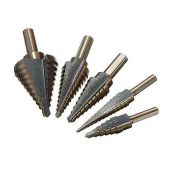 5PCS trin drill bit high-speed stål reifning hul sæt perforering værktøj
