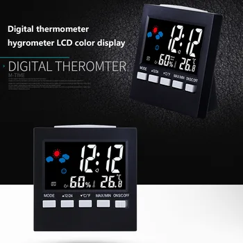 LED Vækkeur Digitalt Vejrudsigt Station Multifunktion Temperatur Luftfugtighed Baggrundslys H99F