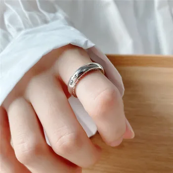 RUIYI Ægte 925 Sterling Sølv Vintage-Stil Kvinder Enkelhed Ringe koreanske Blæsende Alle-match Nødlidende Elskere Ring Fine Smykker