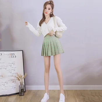 2020 koreanske Plaid Nederdel Plisserede Kawaii Japansk Skole Nederdel Micro Mini koreanske Slik Stil Tøj Høj Talje A-linje Kvinder