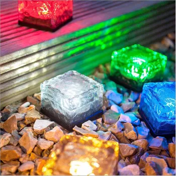 Vandtæt Solar LED-Lys 1Leds Lampe Jorden Klart Glas Ice Crystal Mursten til Udendørs Værftet Dæk Vej, Sti Haven Dekoration