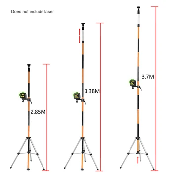 FIRECORE 3,7 M Laser Teleskop Stang 5/8 1/4 Interface Udvide Loftet Stang Beslag + Hule Stativ