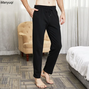 Mænds pyjamas bukser solid lang loungewear bomuld, nattøj, pyjamas bunden