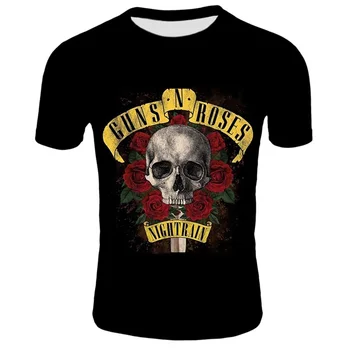 Mode Mænd Punk T-Shirt Guns N Roses T-Shirt i Heavy Metal-Toppe 3D Pistol Rose Print Kjole Hip Hop Casual quick-tørring kortærmet T-shirt