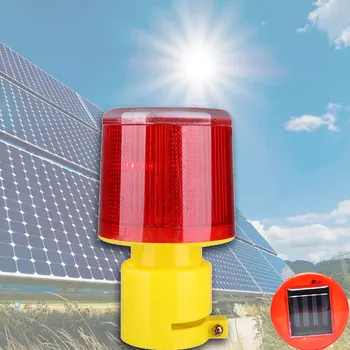 Solar LED Flash Beacon Lampe Trafik Sikkerhed Signal Light Tower Strobe Rød Nødsituation Lys