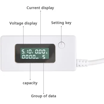 Spænding Nuværende Udledning Kapacitet Tester USB Power Meter til Batteri-Power Bank Spænding Nuværende Meter Amperemeter Detektor