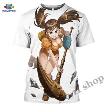 Anime 3d-print t-shirt til Mænd De Syv dødssynder Nanatsu Ingen Taizai Kvinder fashion t-shirt Harajuku-shirts shirts homme tshirt A67