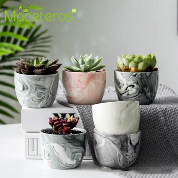Nye Enkle Hjem Keramik Flower Pot Flerfarvet Marmor Mønster, Kødfulde Flower Pot Hjem Bird Pigge Havearbejde Julepynt