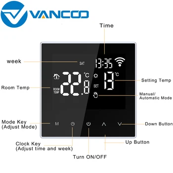 Vancoo Tuya WiFi Smart Termostat 220V til Elektrisk gulvvarme Vand/Gas Kedel Temperatur Fjernbetjening, LCD-Skærm